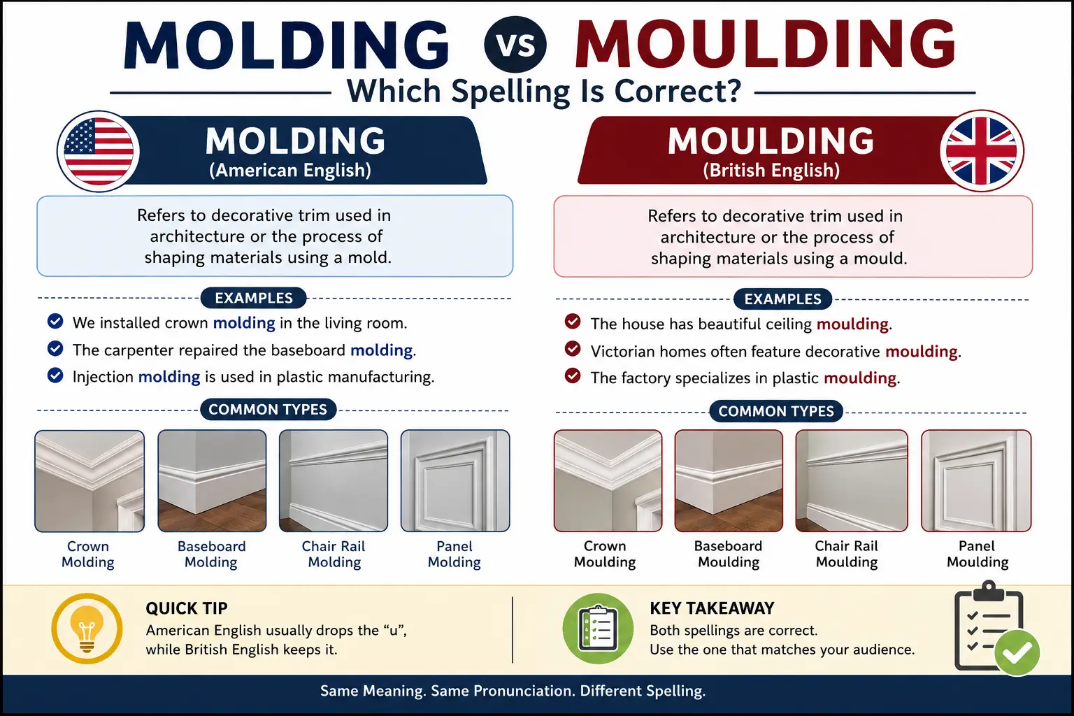 Molding vs Moulding