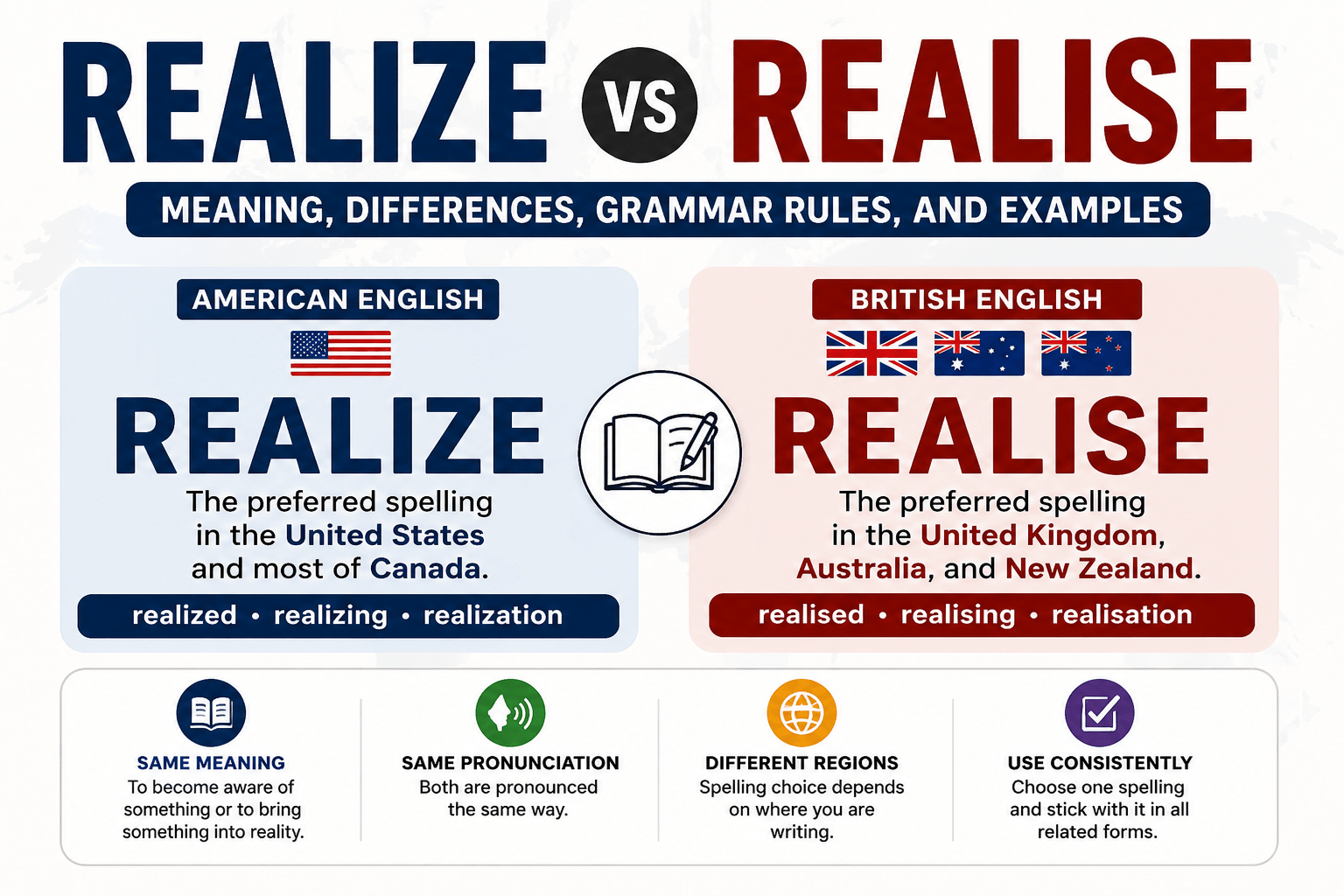 Realize vs Realise: Meaning, Differences, Grammar Rules, and Examples