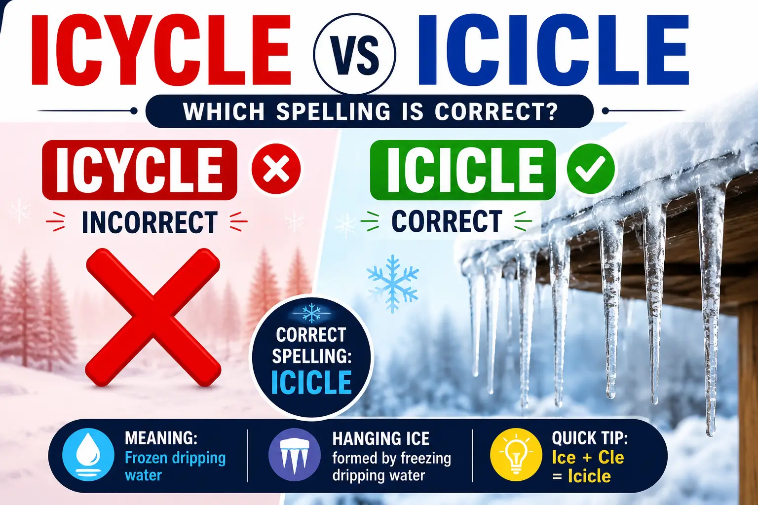 Icycle vs Icicle: Meaning, Difference, Usage, and Common Confusion Explained