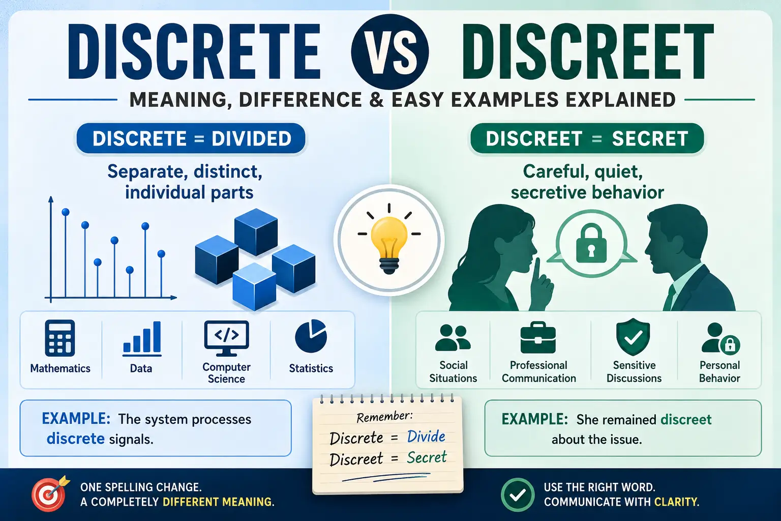 Discrete vs Discreet: Meaning, Difference, Examples & Correct Usage (2026)