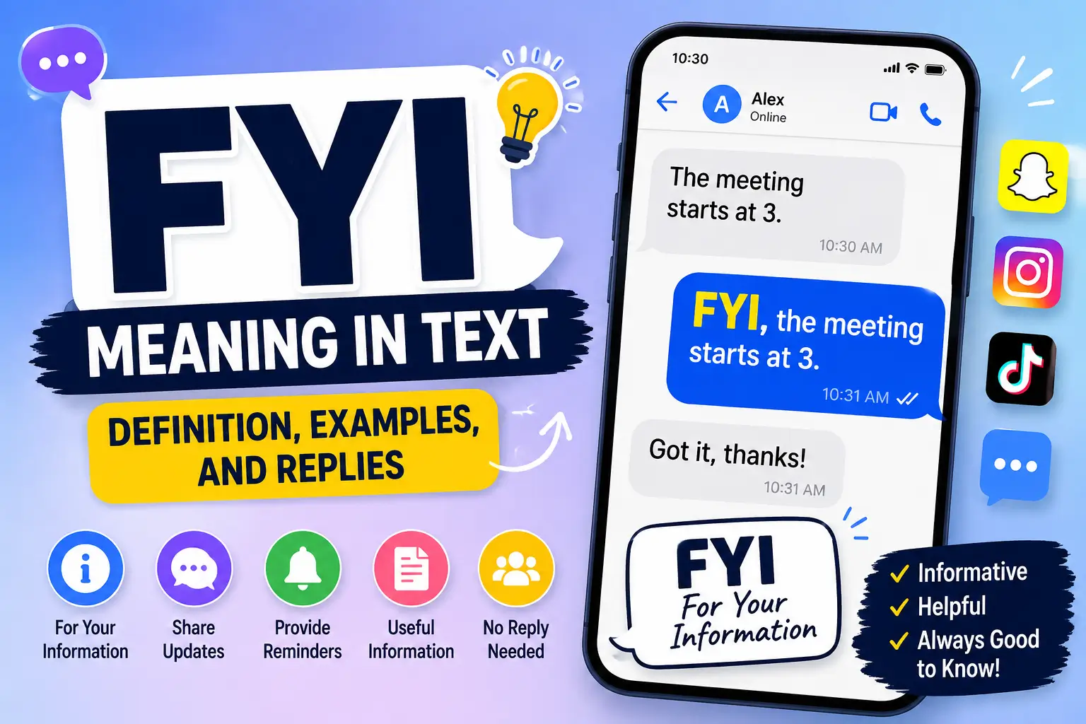 FYI Meaning in Text: Definition, Examples, and Replies